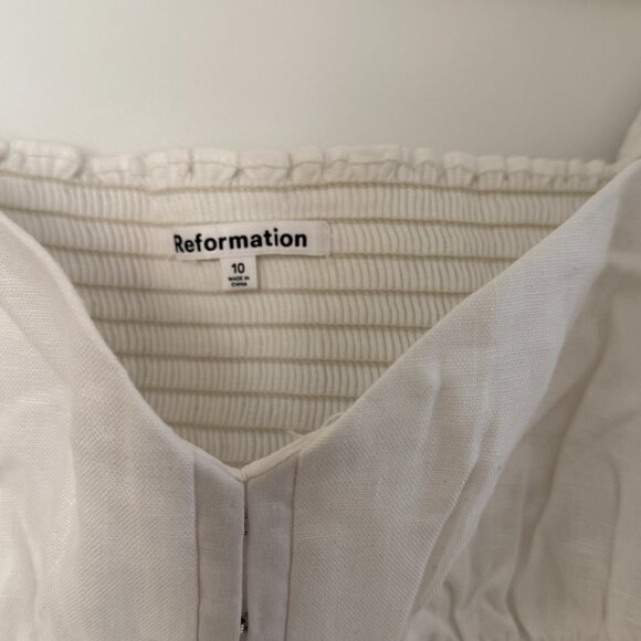 Reformation Rome Linen Top, Size 10, White - Picture 5 of 5